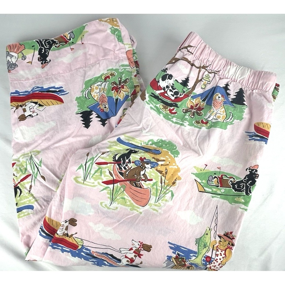Nick & Nora Dog Outdoor Adventure Pajama Capri PJ Pants Sz M Camping Skiing BBQ